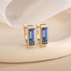 image:imageAustrian Crystal Rectangle Drop Leverback Earrings for Women  14K gold plated brassRectangle crystalsecure leverbackgift boxSapphireGoldtone