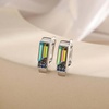 image:imageAustrian Crystal Rectangle Drop Leverback Earrings for Women  14K gold plated brassRectangle crystalsecure leverbackgift boxVitrail Medium Silvertone