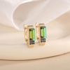 image:imageAustrian Crystal Rectangle Drop Leverback Earrings for Women  14K gold plated brassRectangle crystalsecure leverbackgift boxVitrail MediumGoldtone
