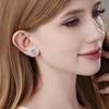 image:imageAustrian Crystal Round Cilp On Stud Earrings for Women  14K gold plated brassround crystalnonpierced cliponsoft silicone padsgift boxAquamarineGoldtone
