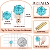 image:imageAustrian Crystal Round Cilp On Stud Earrings for Women  14K gold plated brassround crystalnonpierced cliponsoft silicone padsgift boxAquamarineGoldtone