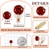 image:imageAustrian Crystal Round Cilp On Stud Earrings for Women  14K gold plated brassround crystalnonpierced cliponsoft silicone padsgift boxBurgundyGoldtone