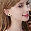 image:imageAustrian Crystal Round Cilp On Stud Earrings for Women  14K gold plated brassround crystalnonpierced cliponsoft silicone padsgift boxEmeraldGoldtone