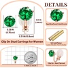 image:imageAustrian Crystal Round Cilp On Stud Earrings for Women  14K gold plated brassround crystalnonpierced cliponsoft silicone padsgift boxEmeraldGoldtone