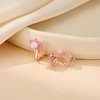image:imageAustrian Crystal Round Cilp On Stud Earrings for Women  14K gold plated brassround crystalnonpierced cliponsoft silicone padsgift boxPinkGoldtone