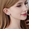 image:imageAustrian Crystal Round Cilp On Stud Earrings for Women  14K gold plated brassround crystalnonpierced cliponsoft silicone padsgift boxWhite ClearSilvertone
