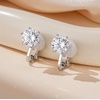image:imageAustrian Crystal Round Cilp On Stud Earrings for Women  14K gold plated brassround crystalnonpierced cliponsoft silicone padsgift boxWhite ClearSilvertone