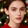 image:imageAustrian Crystal Snowflake Drop Dangle Earrings for Women 925 Sterling Silver Hook Hypoallergenic Jewelry Christmas GiftAurora Borealis