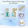 image:imageAustrian Crystal Square Dangle Drop Stud Earrings for Women  square austrian crystalbutterfly claspcute flower design14K gold plated brassgift boxAquamarine