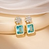 image:imageAustrian Crystal Square Dangle Drop Stud Earrings for Women  square austrian crystalbutterfly claspcute flower design14K gold plated brassgift boxAquamarine