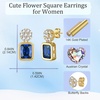 image:imageAustrian Crystal Square Dangle Drop Stud Earrings for Women  square austrian crystalbutterfly claspcute flower design14K gold plated brassgift boxDark Blue