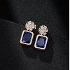 image:imageAustrian Crystal Square Dangle Drop Stud Earrings for Women  square austrian crystalbutterfly claspcute flower design14K gold plated brassgift boxDark Blue