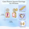 image:imageAustrian Crystal Square Dangle Drop Stud Earrings for Women  square austrian crystalbutterfly claspcute flower design14K gold plated brassgift boxPink