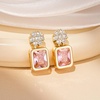image:imageAustrian Crystal Square Dangle Drop Stud Earrings for Women  square austrian crystalbutterfly claspcute flower design14K gold plated brassgift boxPink
