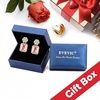 image:imageAustrian Crystal Square Dangle Drop Stud Earrings for Women  square austrian crystalbutterfly claspcute flower design14K gold plated brassgift boxPink