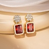 image:imageAustrian Crystal Square Dangle Drop Stud Earrings for Women  square austrian crystalbutterfly claspcute flower design14K gold plated brassgift boxRed