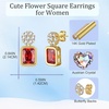 image:imageAustrian Crystal Square Dangle Drop Stud Earrings for Women  square austrian crystalbutterfly claspcute flower design14K gold plated brassgift boxRed
