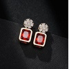 image:imageAustrian Crystal Square Dangle Drop Stud Earrings for Women  square austrian crystalbutterfly claspcute flower design14K gold plated brassgift boxRed