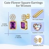 image:imageAustrian Crystal Square Dangle Drop Stud Earrings for Women  square austrian crystalbutterfly claspcute flower design14K gold plated brassgift boxTanzanite