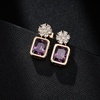 image:imageAustrian Crystal Square Dangle Drop Stud Earrings for Women  square austrian crystalbutterfly claspcute flower design14K gold plated brassgift boxTanzanite