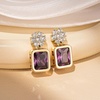 image:imageAustrian Crystal Square Dangle Drop Stud Earrings for Women  square austrian crystalbutterfly claspcute flower design14K gold plated brassgift boxTanzanite