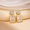 image:imageAustrian Crystal Square Dangle Drop Stud Earrings for Women  square austrian crystalbutterfly claspcute flower design14K gold plated brassgift boxWhite Clear