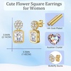 image:imageAustrian Crystal Square Dangle Drop Stud Earrings for Women  square austrian crystalbutterfly claspcute flower design14K gold plated brassgift boxWhite Clear