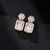 image:imageAustrian Crystal Square Dangle Drop Stud Earrings for Women  square austrian crystalbutterfly claspcute flower design14K gold plated brassgift boxWhite Clear