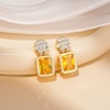 image:imageAustrian Crystal Square Dangle Drop Stud Earrings for Women  square austrian crystalbutterfly claspcute flower design14K gold plated brassgift boxYellow