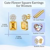 image:imageAustrian Crystal Square Dangle Drop Stud Earrings for Women  square austrian crystalbutterfly claspcute flower design14K gold plated brassgift boxYellow