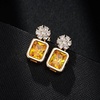image:imageAustrian Crystal Square Dangle Drop Stud Earrings for Women  square austrian crystalbutterfly claspcute flower design14K gold plated brassgift boxYellow