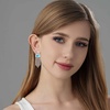 image:imageAustrian Crystal Square Tassel Dangle Drop Earrings for Women  14K gold plated brassSquare Austrian CrystalSparkle CZ TasselProm Party EarringsAquamarine