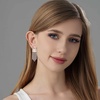 image:imageAustrian Crystal Square Tassel Dangle Drop Earrings for Women  14K gold plated brassSquare Austrian CrystalSparkle CZ TasselProm Party EarringsAurora Borealis