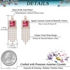 image:imageAustrian Crystal Square Tassel Dangle Drop Earrings for Women  14K gold plated brassSquare Austrian CrystalSparkle CZ TasselProm Party EarringsRose Pink