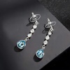 image:imageAustrian Crystal Teardrop Dangling Earrings for Women 14K Gold Plated Hypoallergenic Long Drop Tassel EarringAquamarine