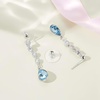 image:imageAustrian Crystal Teardrop Dangling Earrings for Women 14K Gold Plated Hypoallergenic Long Drop Tassel EarringAquamarine