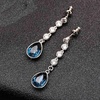 image:imageAustrian Crystal Teardrop Dangling Earrings for Women 14K Gold Plated Hypoallergenic Long Drop Tassel EarringDark Blue