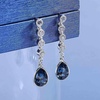 image:imageAustrian Crystal Teardrop Dangling Earrings for Women 14K Gold Plated Hypoallergenic Long Drop Tassel EarringDark Blue