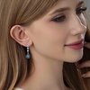 image:imageAustrian Crystal Teardrop Dangling Earrings for Women 14K Gold Plated Hypoallergenic Long Drop Tassel EarringDark Blue