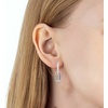 image:imageAustrian Crystals Paperclip Drop Earrings for Women 14K Gold Plated Double Huggie Dangle Earrings Hypoallergenic Sparkly JewelryMulticolor Oval DropSilvertone