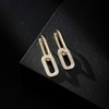 image:imageAustrian Crystals Paperclip Drop Earrings for Women 14K Gold Plated Double Huggie Dangle Earrings Hypoallergenic Sparkly JewelryOval DropGoldtone
