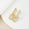 image:imageAustrian Crystals Paperclip Drop Earrings for Women 14K Gold Plated Double Huggie Dangle Earrings Hypoallergenic Sparkly JewelryOval DropGoldtone