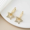 image:imageAustrian Crystals Paperclip Drop Earrings for Women 14K Gold Plated Double Huggie Dangle Earrings Hypoallergenic Sparkly JewelryStar DropGoldtone