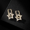 image:imageAustrian Crystals Paperclip Drop Earrings for Women 14K Gold Plated Double Huggie Dangle Earrings Hypoallergenic Sparkly JewelryStar DropGoldtone