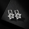 image:imageAustrian Crystals Paperclip Drop Earrings for Women 14K Gold Plated Double Huggie Dangle Earrings Hypoallergenic Sparkly JewelryStar DropSilvertone