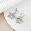 image:imageAustrian Crystals Paperclip Drop Earrings for Women 14K Gold Plated Double Huggie Dangle Earrings Hypoallergenic Sparkly JewelryStar DropSilvertone