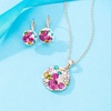 image:imageAustrian Crystals Round Disc Pendant Necklace Earrings Set for Women 14K Gold Plated Jewelry Sets