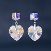 image:imageCube Austrian Crystal Heart Drop Dangle Earrings for Women Sterling Silver Stud Earrings HypoallergenicAurora Borealis
