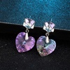 image:imageCube Austrian Crystal Heart Drop Dangle Earrings for Women Sterling Silver Stud Earrings HypoallergenicVitrail Light