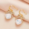 image:imageCushion Cut Austrian Crystal Bow Dangle Drop Earrings for Women  14K gold plated brasscushion cut crystalcute bow designhook earringsgift boxAir Blue Opal